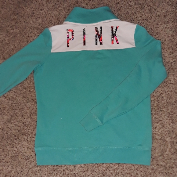 PINK VS💋QUARTER ZIP SWEATER - Picture 1 of 4